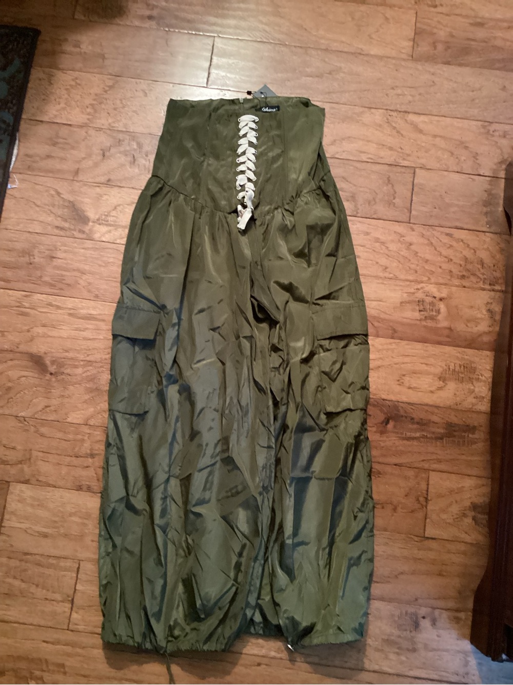 Unbranded Olive Green Strapless Cargo Jumpsuit with Lace-Up Front